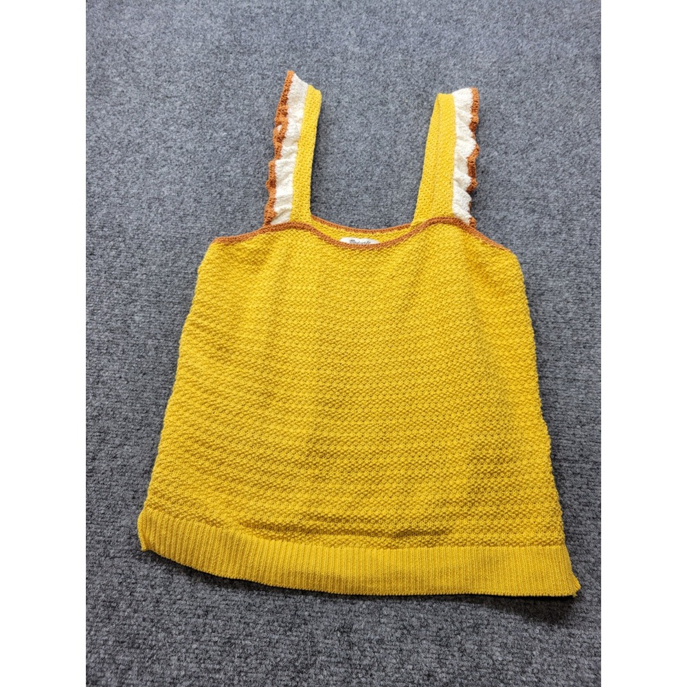 Madewell Ruffle Strap Sweater Tank Yellow Cotton Knit Top AK551 Mens Size Medium
